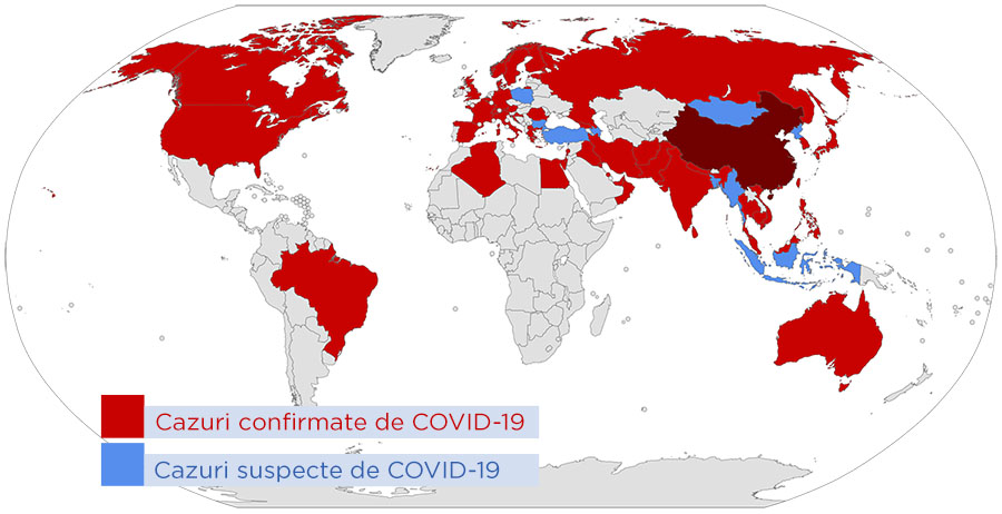 Coronavirus | Harta zonelor cu risc de transmitere Covid-19