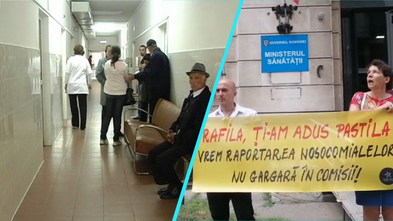 Protest fata de raportarea ineficienta a infectiilor din spitale: “Rafila, ti-am adus pastila!”