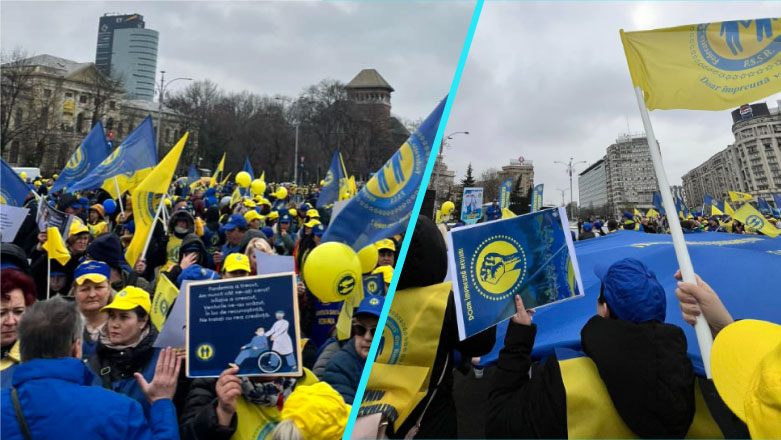 Protest in Capitala | Protestatarii cer asigurarea unei cresteri reale a veniturilor salariale